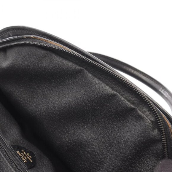 Celine Handbag Circle Logo Black Leather B - Picture 9 of 9